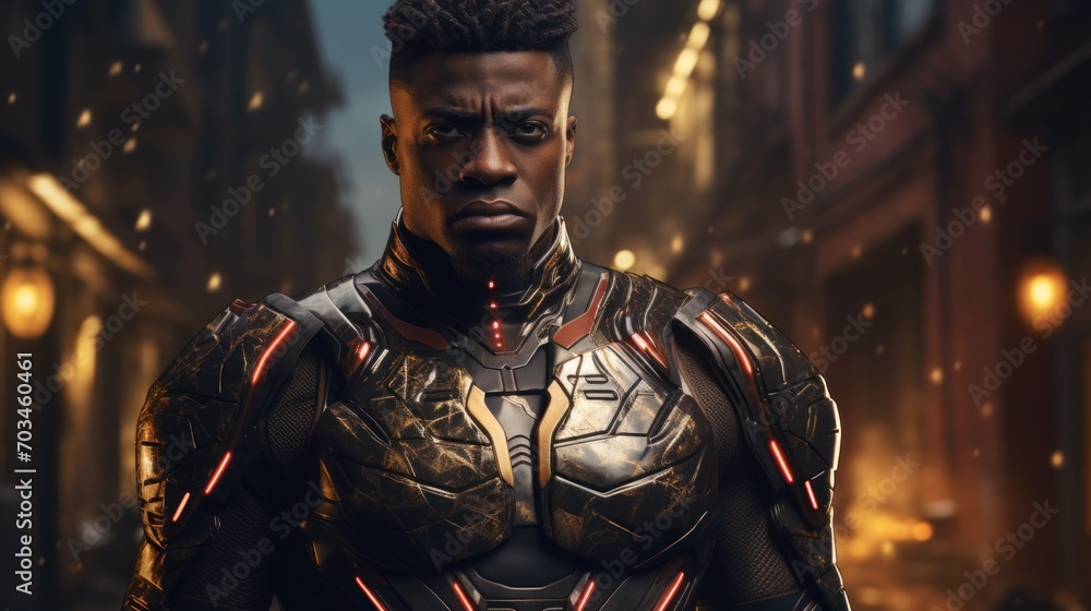 African american superhero Portrait of black man in fantastic costume African american superhero Portrait of black man in fantastic costume