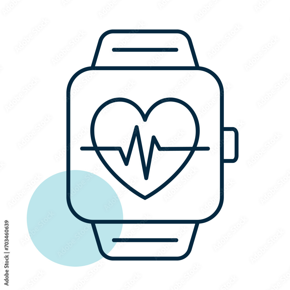 Smart watch shown heartbeat on screen vector icon