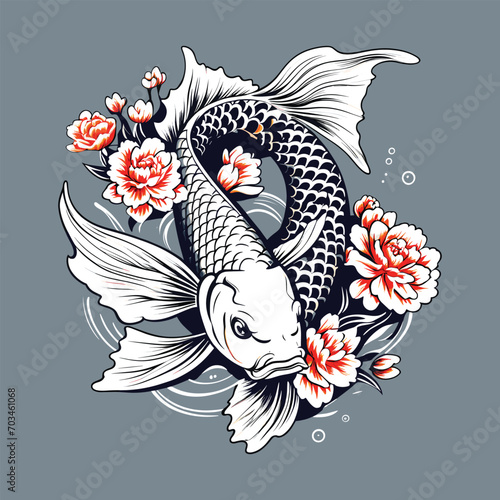 Cool and aesthetic colorful koi fish tattoo design