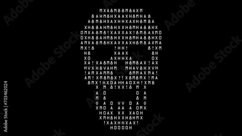 cartoon, animation skull, digital texture, cyberpunk