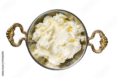 Turkish Kaymak Clotted cream, butter cream. Transparent background. Isolated. photo