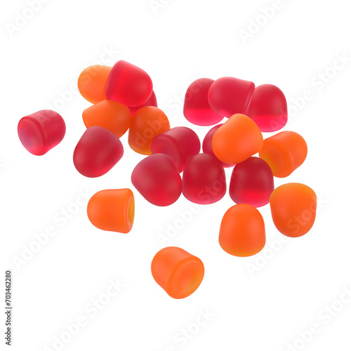 Obraz na płótnie drop shape gummies isolated on floor, closeup gummy shot, vitamin D3 gummies