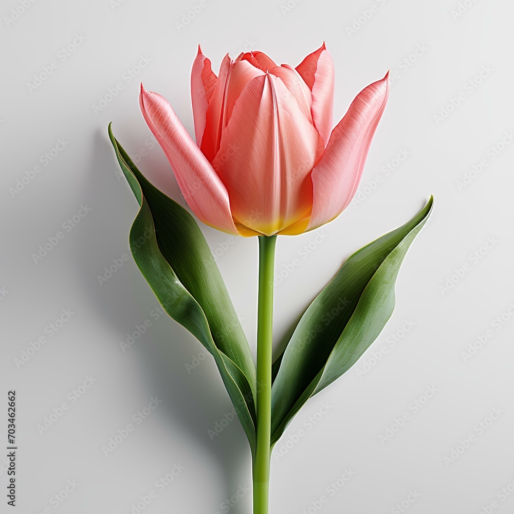 tulip on a white background with shadow. pink tulip isolated. spring time flower blooming. multicoloured tulip. tulip with long stem isolated tulip on a white background with shadow. pink tulip isolated. spring time flower blooming. multicoloured tulip. tulip with long stem isolated