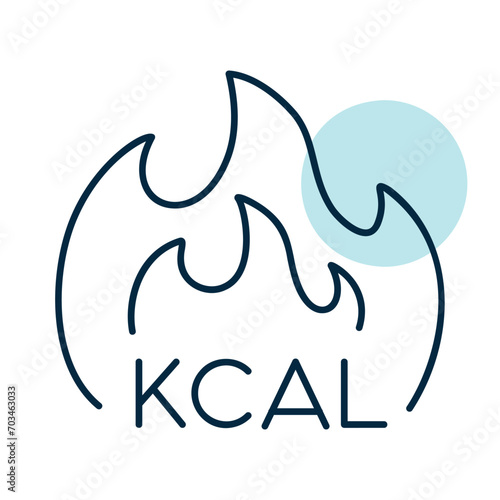 Kcal fire vector icon. Calorie burn, fat burning
