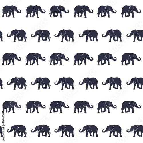 Seamless pattern with hand drawn silhouette elephants  cute doodle seamless pattern