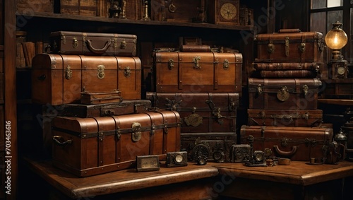 How about "Assorted Wooden Chests in Steampunk Style"?