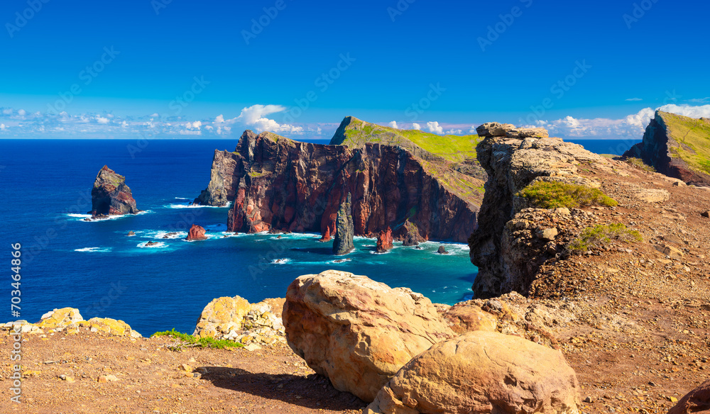 View of one of the best sights of Madeira Island. Cape Ponta de São Lourenço, Madeira Island, Portugal