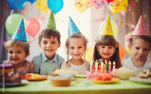 Group of happy children cel...