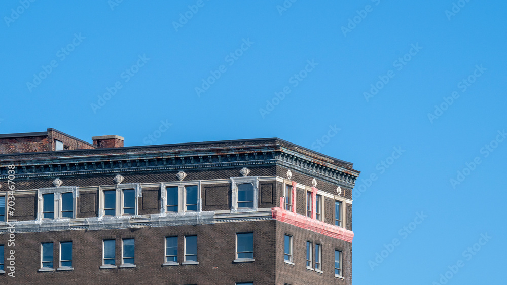 An old building on a blue sky