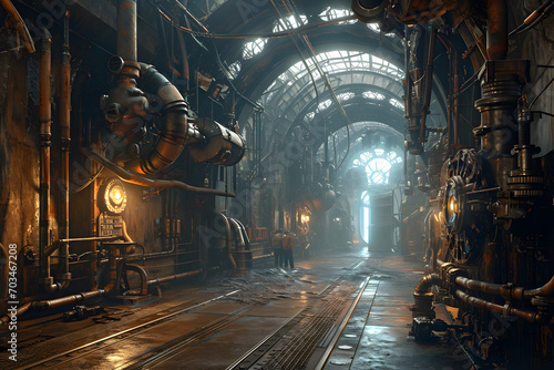 Combine steampunk aesthetics with futuristic cyberspace elements for a unique visual style