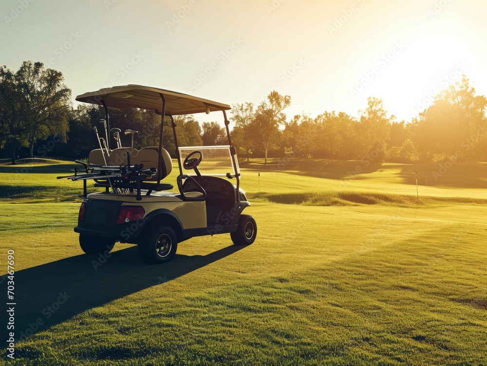 Ready for the Green: A Golf Cart's Fairway Pause