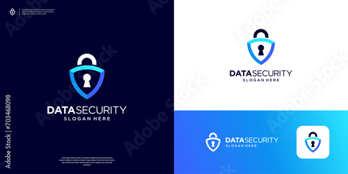 Abstract Shield with keyhole inside. Security, privacy, data, protection logo symbol