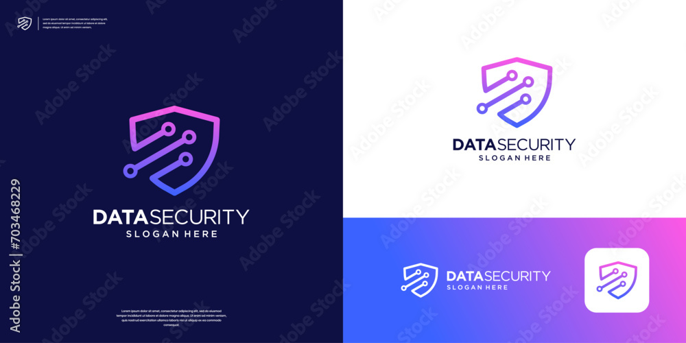 Shield logo with abstract dot tech symbol. Security logo for privacy data protection. Shield logo with abstract dot tech symbol. Security logo for privacy data protection.