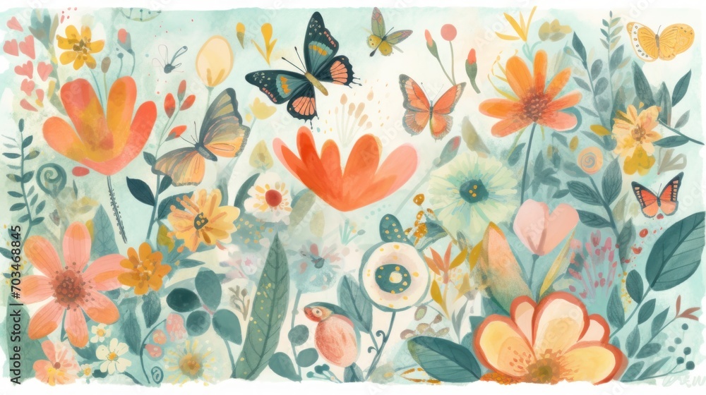 Flowers and Butterflies Pattern Flowers and Butterflies Pattern