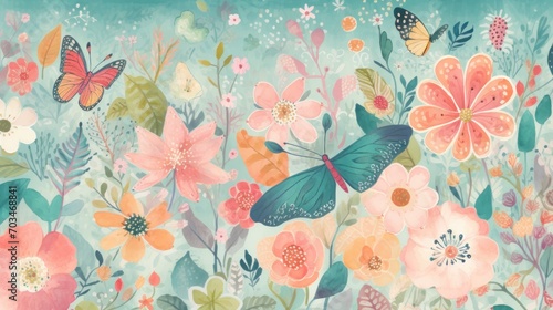 Flowers and Butterflies Pattern