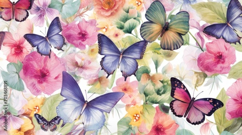 Flowers and Butterflies Pattern © Oksana