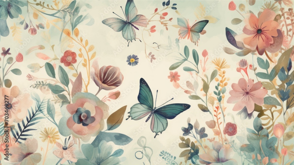Flowers and Butterflies Pattern Flowers and Butterflies Pattern