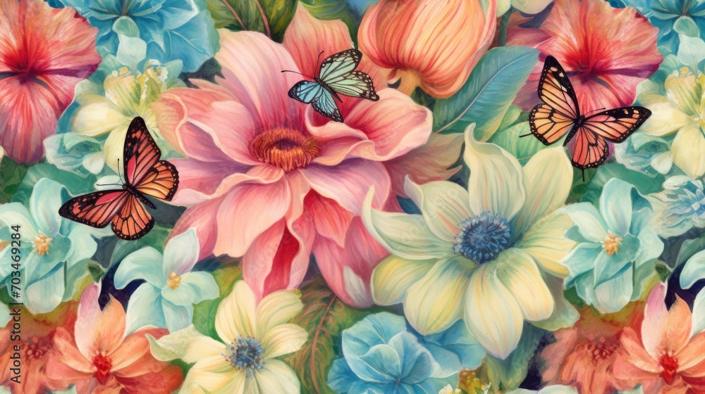 Flowers and Butterflies Pattern Flowers and Butterflies Pattern