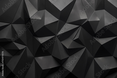 Abstract 3d texture, black concrete cement wall background, faceted texture, macro panorama, wide panoramic geometric wallpaper