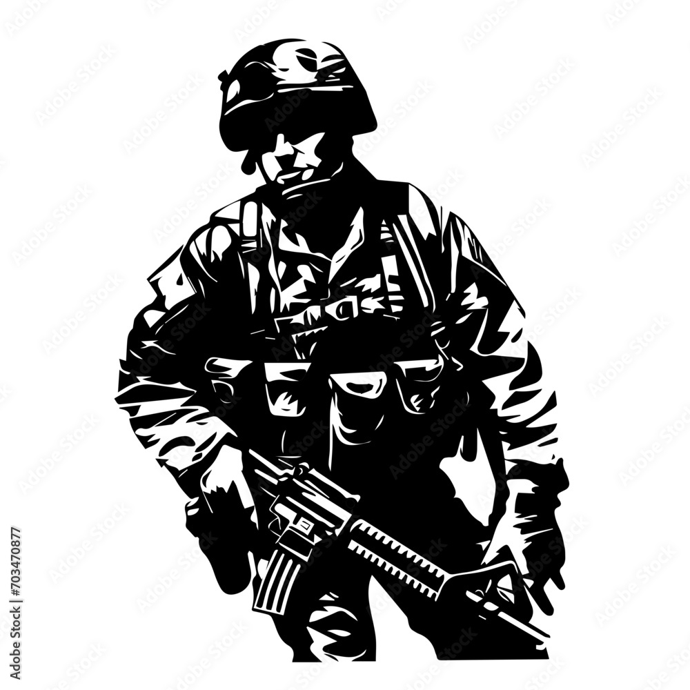 Brave Soldier in Uniform Vector Illustration Brave Soldier in Uniform Vector Illustration