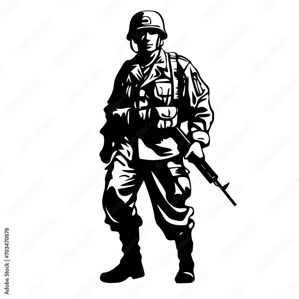Brave Soldier in Uniform Vector Illustration