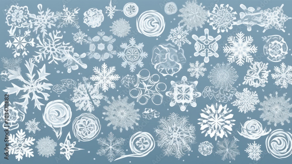 Naklejka premium Pattern Snowflakes gently fall from the sky