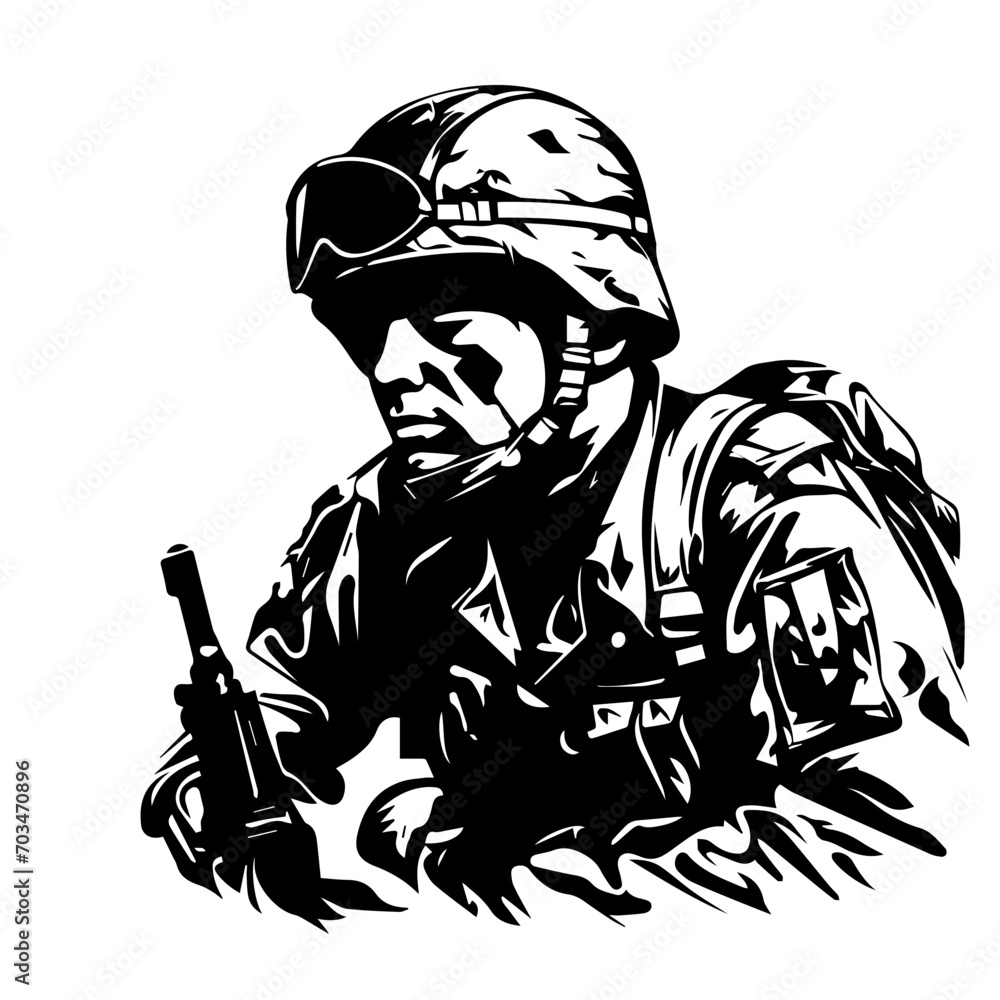 Brave Soldier in Uniform Vector Illustration Brave Soldier in Uniform Vector Illustration