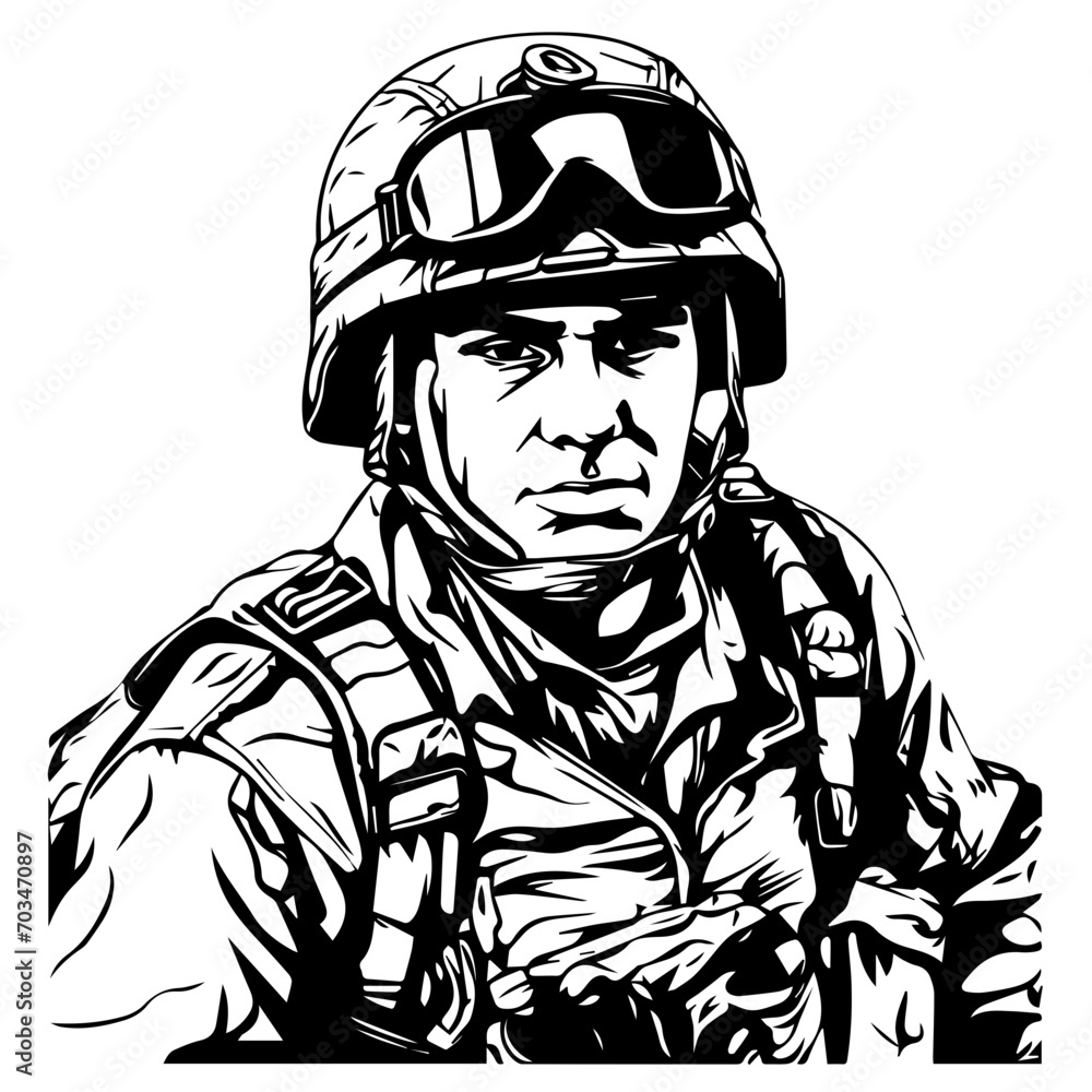 Brave Soldier in Uniform Vector Illustration Brave Soldier in Uniform Vector Illustration