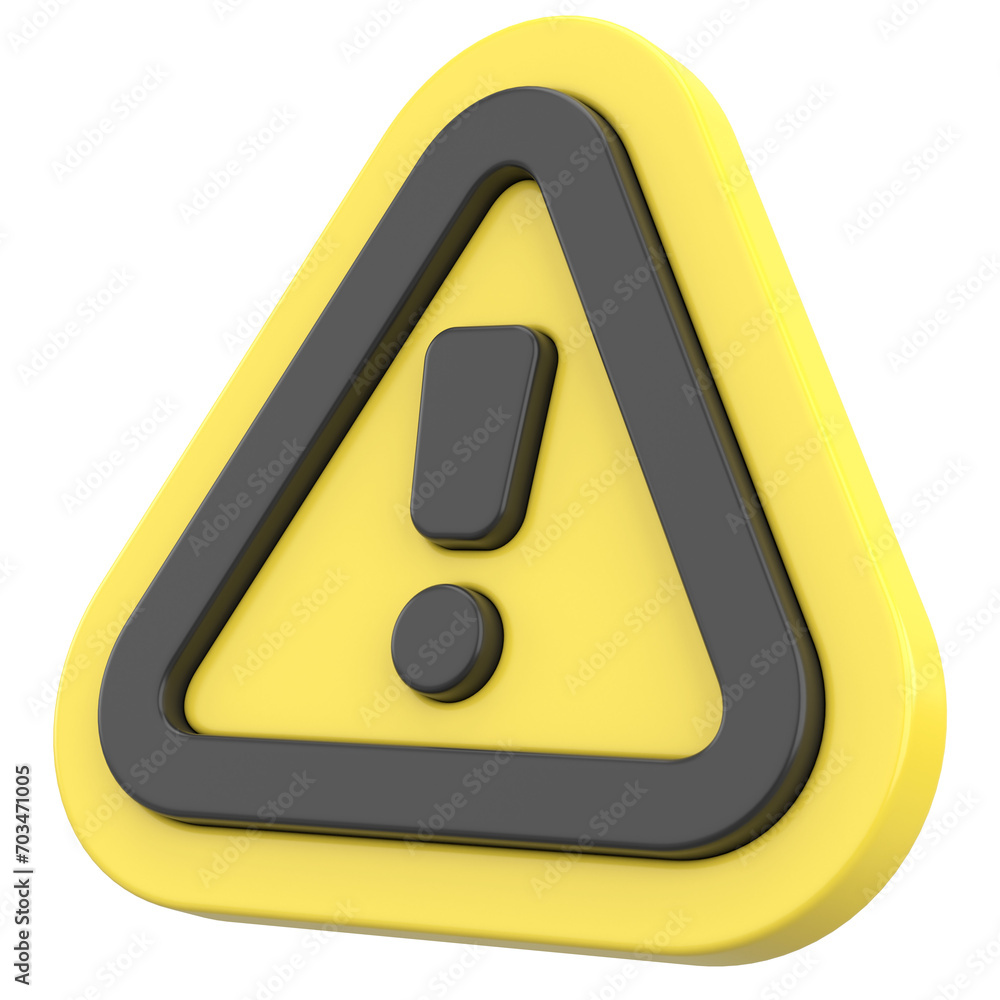 Warning sign. Exclamation mark. 3D illustration. Warning sign. Exclamation mark. 3D illustration.