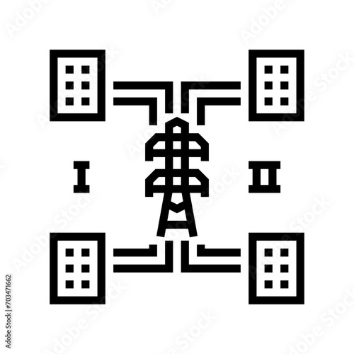 distributed generation electric grid line icon vector. distributed generation electric grid sign. isolated contour symbol black illustration