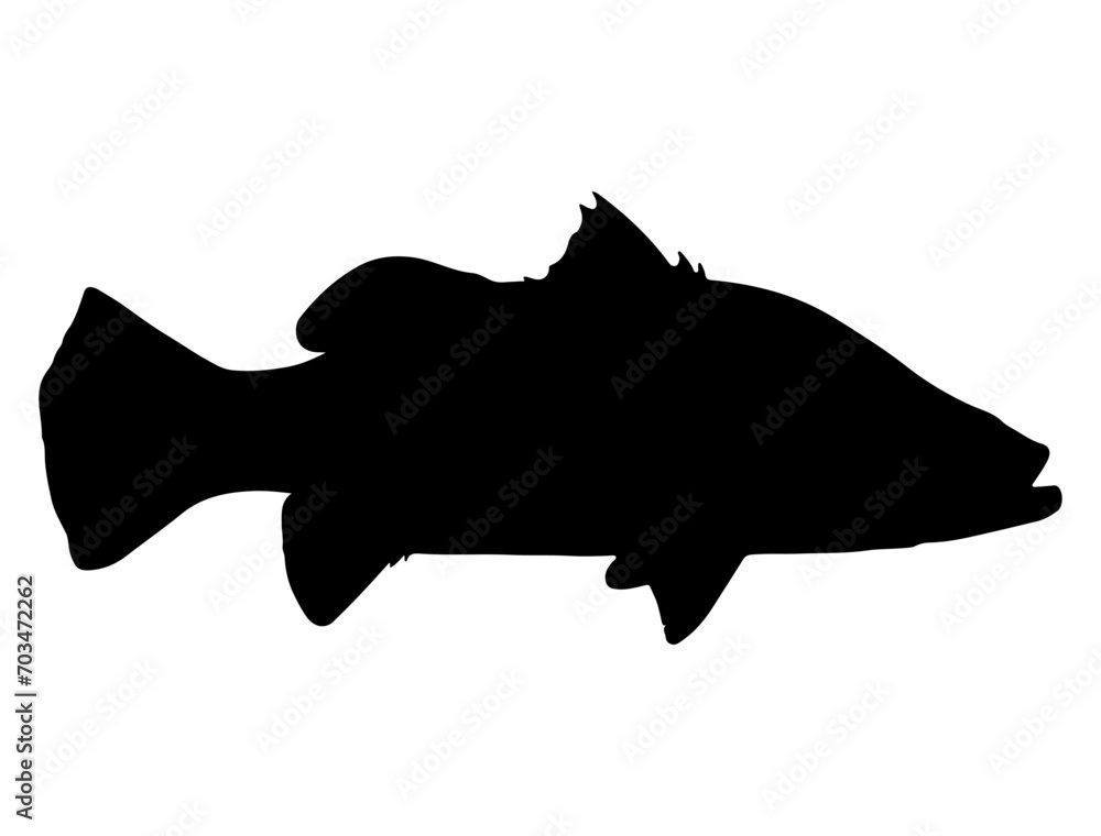 Barramundi fish silhouette vector art white background Barramundi fish silhouette vector art white background