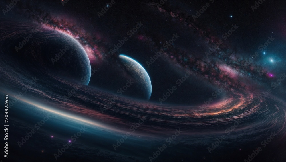 Obraz premium Galaxy and universe, vast galaxy, sky light in space, planets and stars, beauty of space exploration.