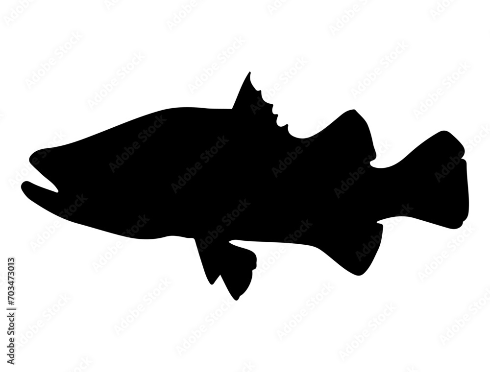 Barramundi fish silhouette vector art white background Barramundi fish silhouette vector art white background