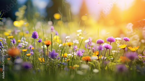 Colorful meadow filled with wildflowers, including daisies and other varieties