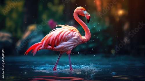 flamingo in the water photo