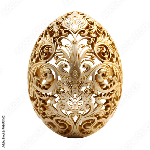 Ornate Filigree Golden Easter egg ornament-isolated png