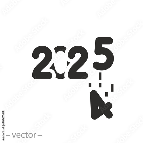 new year concept, icon of end 2024 and start 2025, flat symbol on white background - vector illustration