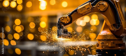 Precise robotic arm performing delicate task with bokeh background, showcasing accuracy © Ilja