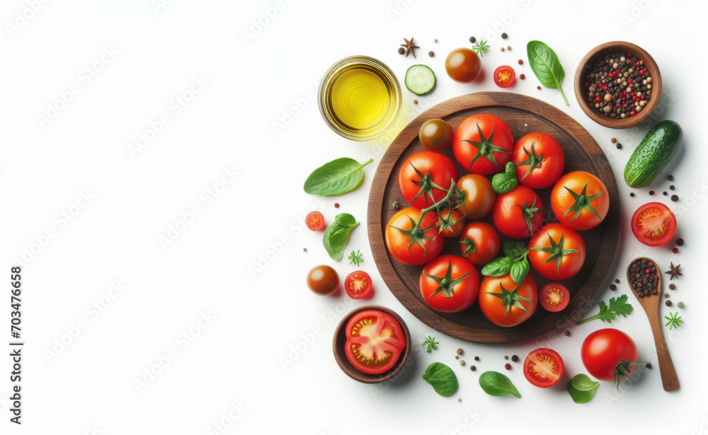 Fototapeta premium red tomatoes in the kitchen with water droplets isolated on white background