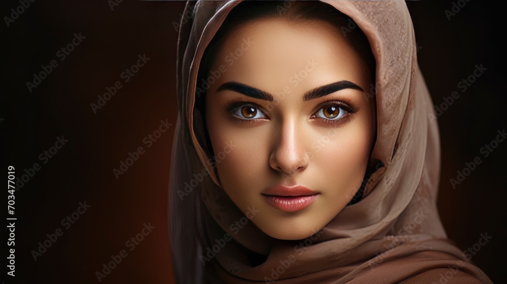 Beautiful muslim lady, copy space with generative ai Beautiful muslim lady, copy space with generative ai