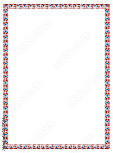 Vector Square frame checkered pattern. Rectangular frame with mosaic pattern for photo or text. Colorful squares mosaic pattern frame .