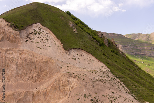  Beautiful green fields and mountains. Kusar region. Azerbaijan. photo