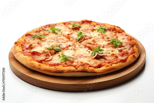 pizza on plate on white background
