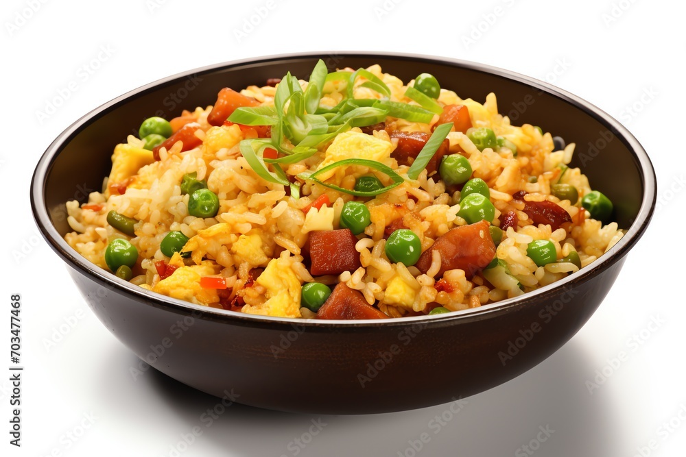 fried rice with omelet on plate 