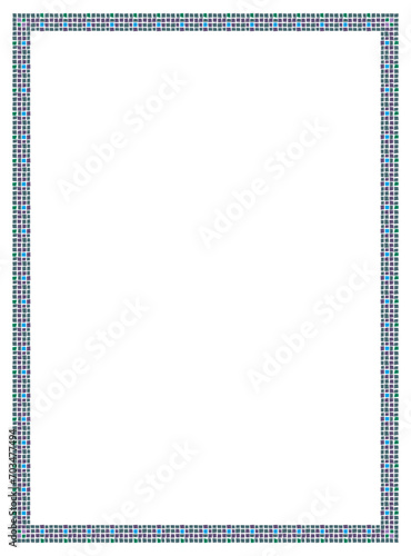 Vector Square frame checkered pattern. Rectangular frame with mosaic pattern for photo or text. Colorful squares mosaic pattern frame .