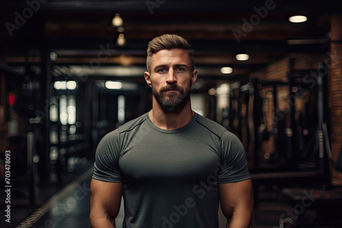 Dynamic gym scene featuring a focused athlete: a visual narrative of fitness motivation, physical training, and a health-driven lifestyle. © Mongkol