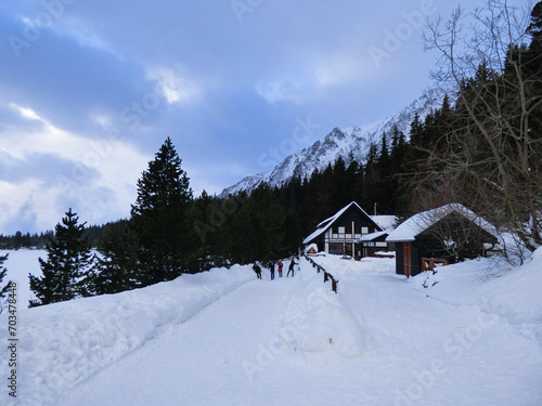 Popradske pleso (Poprad tarn) - High Tatras, Slovakia. Winter hike in snowy mountains © Anna