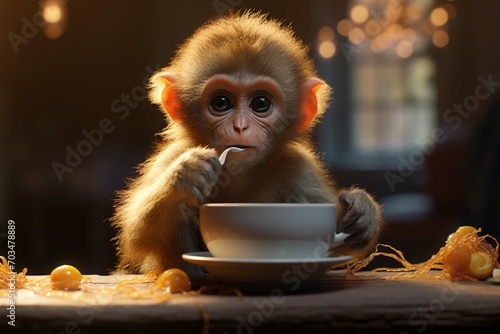 Cute looking monkey wanna have food © Malaika
