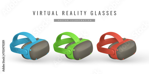 Virtual reality 3d VR glasses for gaming. Cyberspace of metaverse game concept. Vector illustration