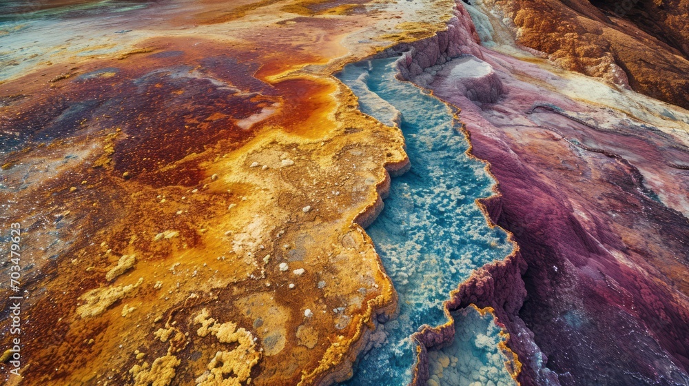 Otherworldly Colors: Vivid Mineral Marvel from Above